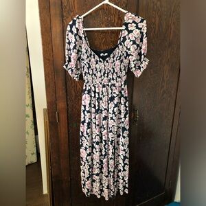 Abercrombie & Fitch Navy Smocked Top Floral Dress